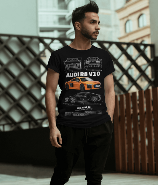 Audi R8 V10 Blueprint T-Shirt (Black)
