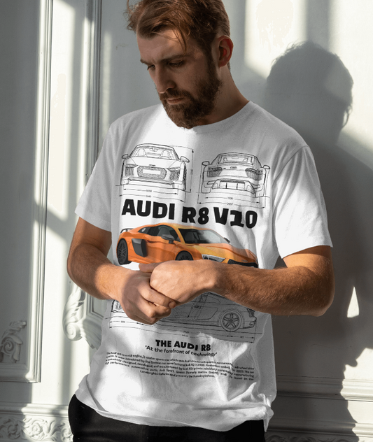 Audi R8 V10 Blueprint T-Shirt (White)