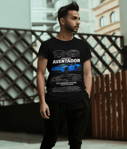 Lamborghini Aventador Blueprint T-Shirt (Black)