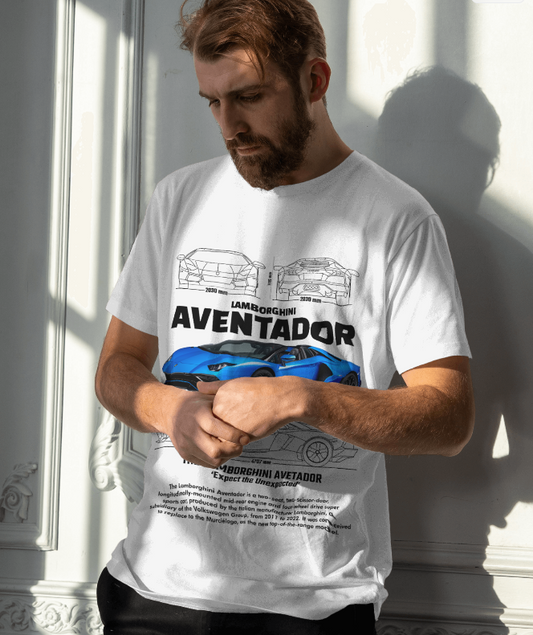Lamborghini Aventador Blueprint T-Shirt (White)