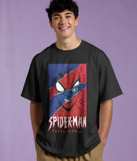 Spider-Man / Peter Parker Dual Identity Graphic Oversized T-Shirt